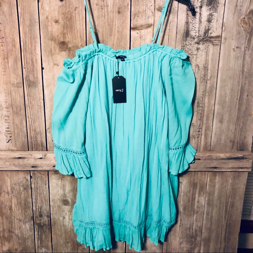 Turquoise Ruffled Top